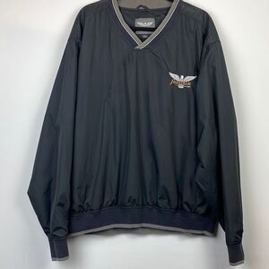 Vintage Fenwick Fishing Pullover V-Neck Windbreaker Black Jacket Size XL